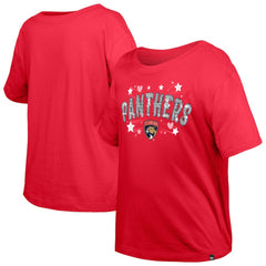 Florida Panthers New Era Girl's Youth Flip Sequin T-Shirt Red