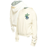 Dallas Stars New Era Women's Glam Game Quarter-Zip Cropped Floral Hoodie Pullover Cream