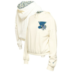 St. Louis Blues New Era Women's Glam Game Quarter-Zip Cropped Floral Hoodie Pullover Cream