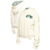 Carolina Hurricanes New Era Women's Glam Game Quarter-Zip Cropped Floral Hoodie Pullover Cream