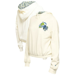 Colorado Avalanche New Era Women's Glam Game Quarter-Zip Cropped Floral Hoodie Pullover Cream
