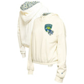 Florida Panthers New Era Women's Glam Game Quarter-Zip Cropped Floral Hoodie Pullover Cream