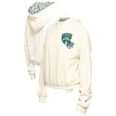 Florida Panthers New Era Women's Glam Game Quarter-Zip Cropped Floral Hoodie Pullover Cream