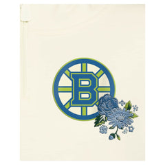 Boston Bruins New Era Women's Glam Game Quarter-Zip Cropped Floral Hoodie Pullover Cream
