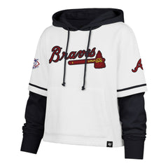 Atlanta Braves Women's Trifecta Shortstop Cropped Pullover Hoodie - White | 47 brand