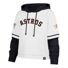 Houston Astros Women's Trifecta Shortstop Cropped Pullover Hoodie - White | 47 brand
