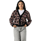 San Francisco 49ers The Wild Collective Women's Cropped Full-Button Cardigan Sweater - Black sale