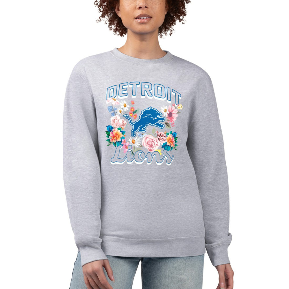 Detroit Lions G-III 4Her by Carl Banks Women's Flower Logo Graphic Fleece Pullover Sweatshirt - Heather Gray outlet