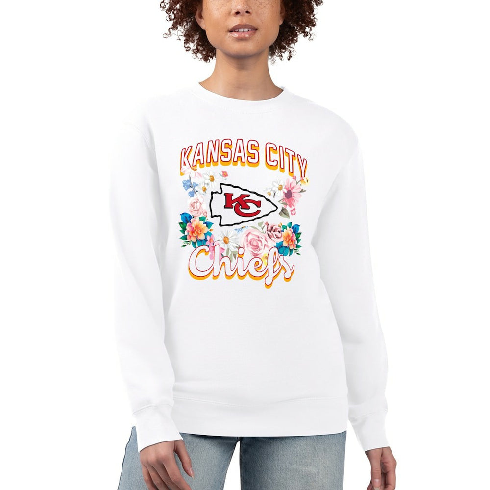 Kansas City Chiefs G-III 4Her by Carl Banks Women's Flower Logo Graphic Fleece Pullover Sweatshirt - White for sale