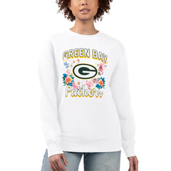 Green Bay Packers G-III 4Her by Carl Banks Women's Flower Logo Graphic Fleece Pullover Sweatshirt - White for sale