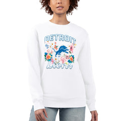Detroit Lions G-III 4Her by Carl Banks Women's Flower Logo Graphic Fleece Pullover Sweatshirt - White sale