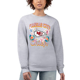 Kansas City Chiefs G-III 4Her by Carl Banks Women's Flower Logo Graphic Fleece Pullover Sweatshirt - Heather Gray discount