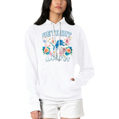 Detroit Lions G-III 4Her by Carl Banks Women's Flowers Team Logo Graphic Fleece Pullover Hoodie - White outlet