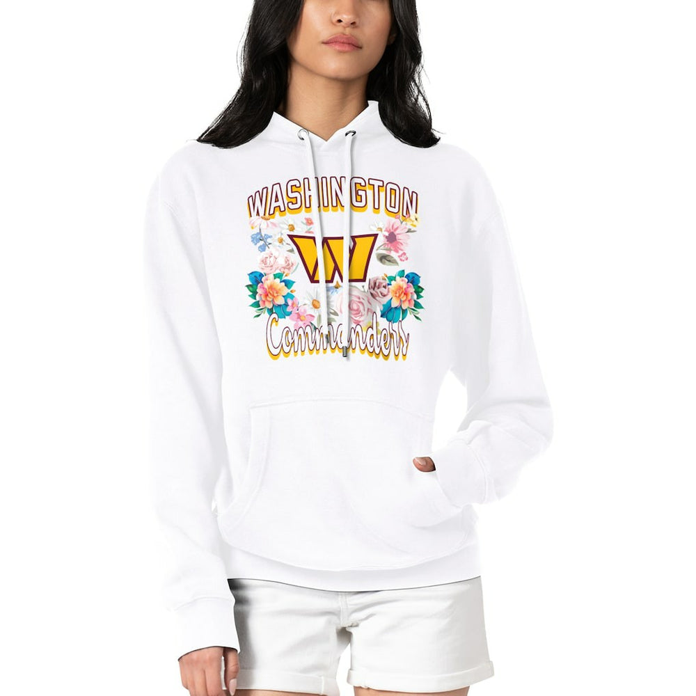 Washington Commanders G-III 4Her by Carl Banks Women's Flowers Team Logo Graphic Fleece Pullover Hoodie - White discount