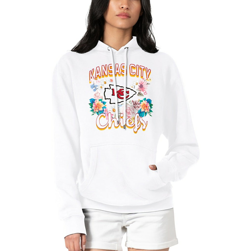 Kansas City Chiefs G-III 4Her by Carl Banks Women's Flowers Team Logo Graphic Fleece Pullover Hoodie - White on sale