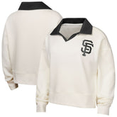 San Francisco Giants Girls Youth Ballpark Hit Collared V-Neck Pullover Sweatshirt - White