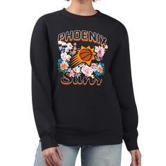Phoenix Suns G-III 4Her by Carl Banks Women's Flowers Team Logo Graphic Fleece Crewneck Pullover Sweatshirt - Black outlet