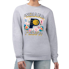 Indiana Pacers G-III 4Her by Carl Banks Women's Flowers Team Logo Graphic Fleece Crewneck Pullover Sweatshirt - Heather Gray on sale