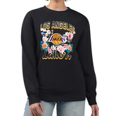 Los Angeles Lakers G-III 4Her by Carl Banks Women's Flowers Team Logo Graphic Fleece Crewneck Pullover Sweatshirt - Black cheap