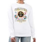 Denver Nuggets G-III 4Her by Carl Banks Women's Flowers Team Logo Graphic Fleece Crewneck Pullover Sweatshirt sale - White online