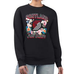 Portland Trail Blazers G-III 4Her by Carl Banks Women's Flowers Team Logo Graphic Fleece Crewneck Pullover Sweatshirt - Black shop