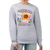 Phoenix Suns G-III 4Her by Carl Banks Women's Flowers Team Logo Graphic Fleece Crewneck Pullover Sweatshirt - Heather Gray discount