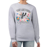 San Antonio Spurs G-III 4Her by Carl Banks Women's Flowers Team Logo Graphic Fleece Crewneck Pullover Sweatshirt - Heather Gray outlet