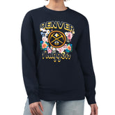 Denver Nuggets G-III 4Her by Carl Banks Women's Flowers Team Logo Graphic Fleece Crewneck Pullover Sweatshirt sale - Navy outlet