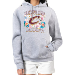 Cleveland Cavaliers G-III 4Her by Carl Banks Women's Flowers Team Logo Graphic Fleece Pullover Hoodie sale - Heather Gray cheap
