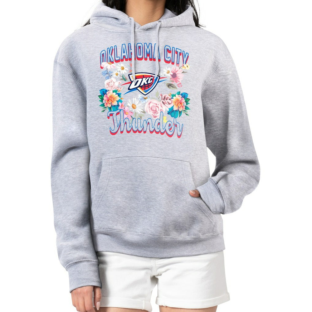 Oklahoma City Thunder G-III 4Her by Carl Banks Women's Flowers Team Logo Graphic Fleece Pullover Hoodie - Heather Gray discount