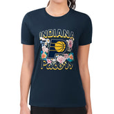 Indiana Pacers G-III 4Her by Carl Banks Women's Super-Slim Fit Lightweight Flowers Team Logo Graphic T-Shirt - Navy shop