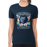 Memphis Grizzlies G-III 4Her by Carl Banks Women's Super-Slim Fit Lightweight Flowers Team Logo Graphic T-Shirt - Navy for sale