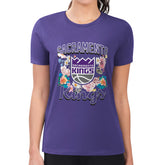 Sacramento Kings G-III 4Her by Carl Banks Women's Super-Slim Fit Lightweight Flowers Team Logo Graphic T-Shirt - Purple shop
