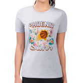 Phoenix Suns G-III 4Her by Carl Banks Women's Super-Slim Fit Lightweight Flowers Team Logo Graphic T-Shirt - Heather Gray sale