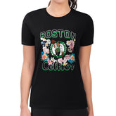 Boston Celtics G-III 4Her by Carl Banks Women's Super-Slim Fit Lightweight Flowers Team Logo Graphic T-Shirt - Black cheap