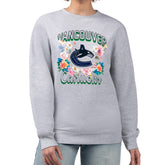Vancouver Canucks G-III 4Her by Carl Banks Women's Flower Logo Pullover Sweatshirt Heather Gray