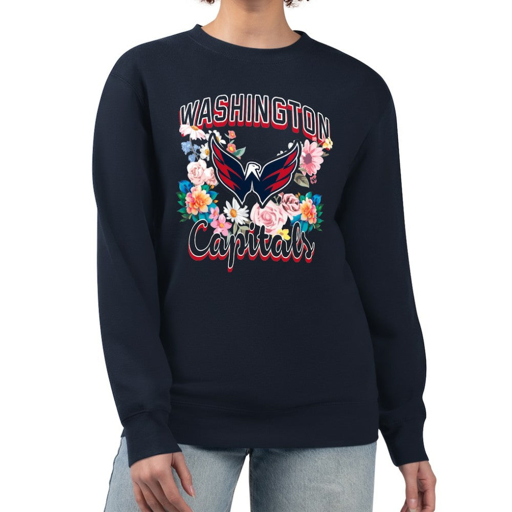 Washington Capitals G-III 4Her by Carl Banks Women's Flower Logo Pullover Sweatshirt Navy