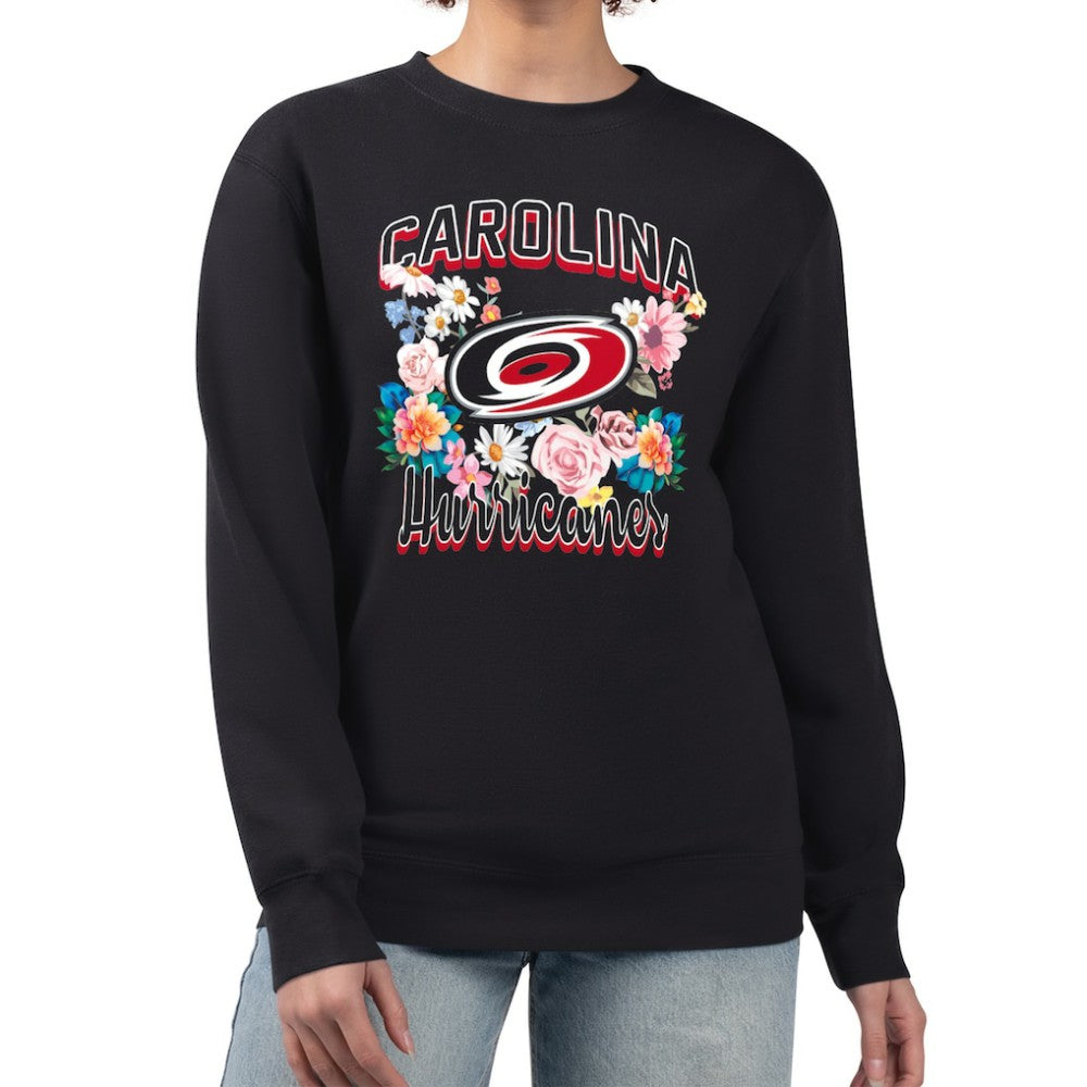 Carolina Hurricanes G-III 4Her by Carl Banks Women's Flower Logo Pullover Sweatshirt Black