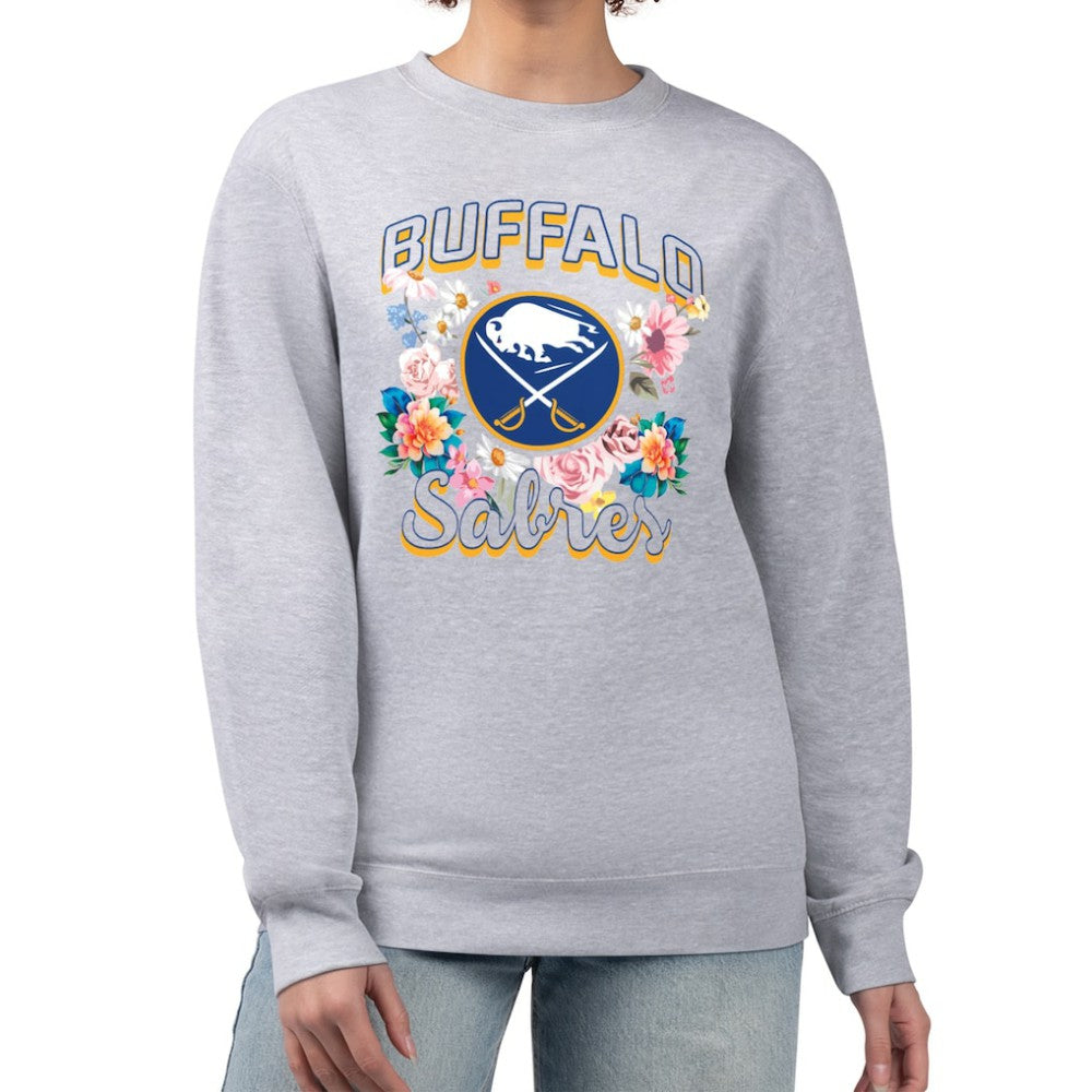 Buffalo Sabres G-III 4Her by Carl Banks Women's Flower Logo Pullover Sweatshirt Heather Gray