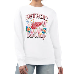 Detroit Red Wings G-III 4Her by Carl Banks Women's Flower Logo Pullover Sweatshirt White