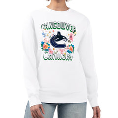 Vancouver Canucks G-III 4Her by Carl Banks Women's Flower Logo Pullover Sweatshirt White