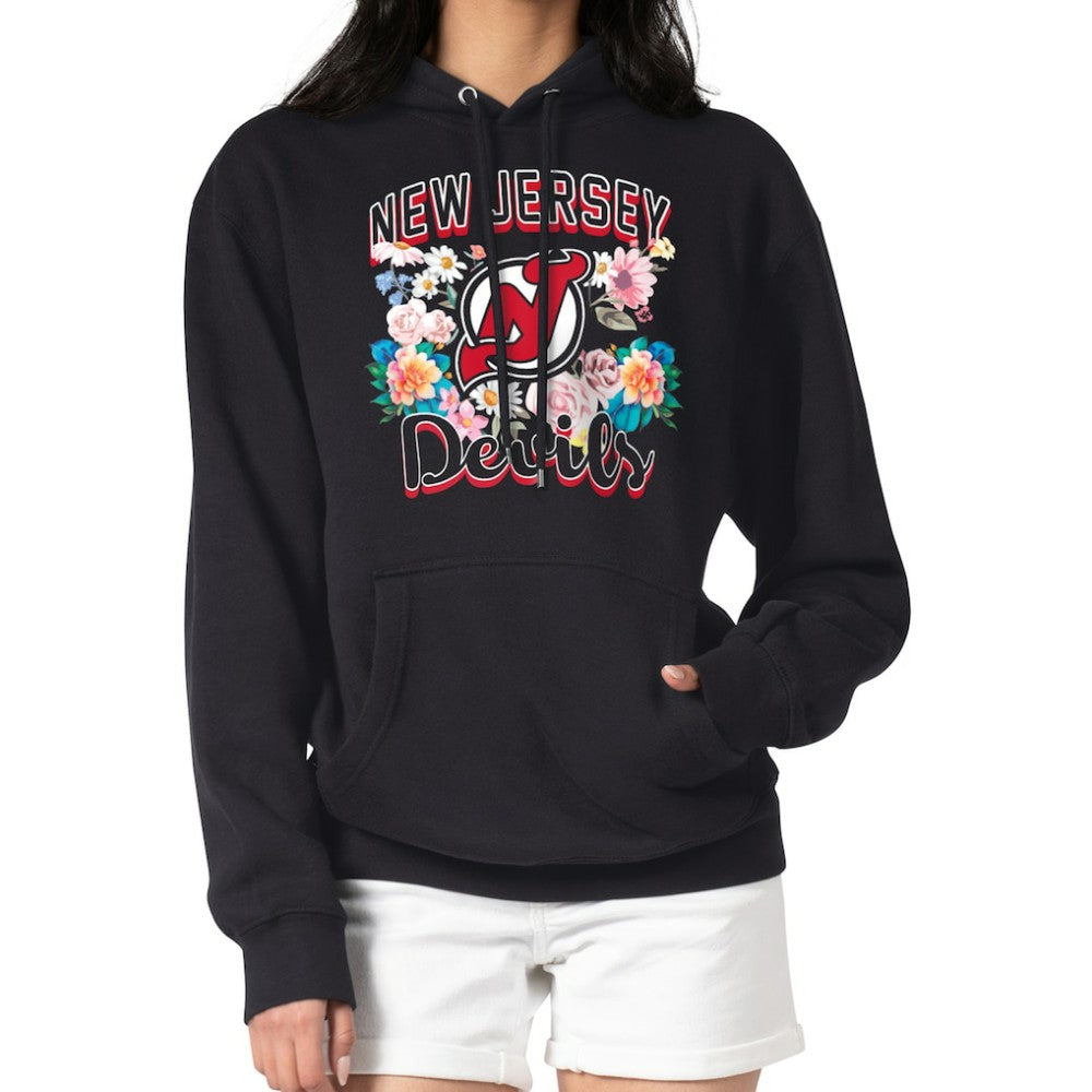 New Jersey Devils G-III 4Her by Carl Banks Women's Flower Logo Pullover Hoodie Black