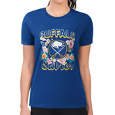 Buffalo Sabres G-III 4Her by Carl Banks Women's Super-Slim Fit Lightweight Flower Logo T-Shirt Royal