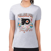 Philadelphia Flyers G-III 4Her by Carl Banks Women's Super-Slim Fit Lightweight Flower Logo T-Shirt Heather Gray