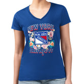 New York Rangers G-III 4Her by Carl Banks Women's Super-Slim Fit Lightweight Flower Logo V-Neck T-Shirt Blue