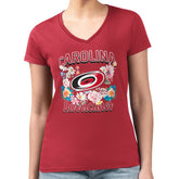 Carolina Hurricanes G-III 4Her by Carl Banks Women's Super-Slim Fit Lightweight Flower Logo V-Neck T-Shirt Red