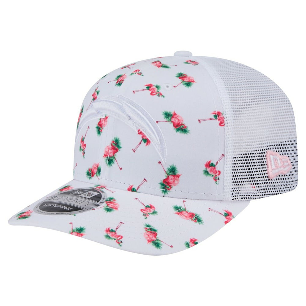 Los Angeles Chargers New Era Adventure Flamingo Pattern 9SEVENTY Stretch-Snap Hat - White discount