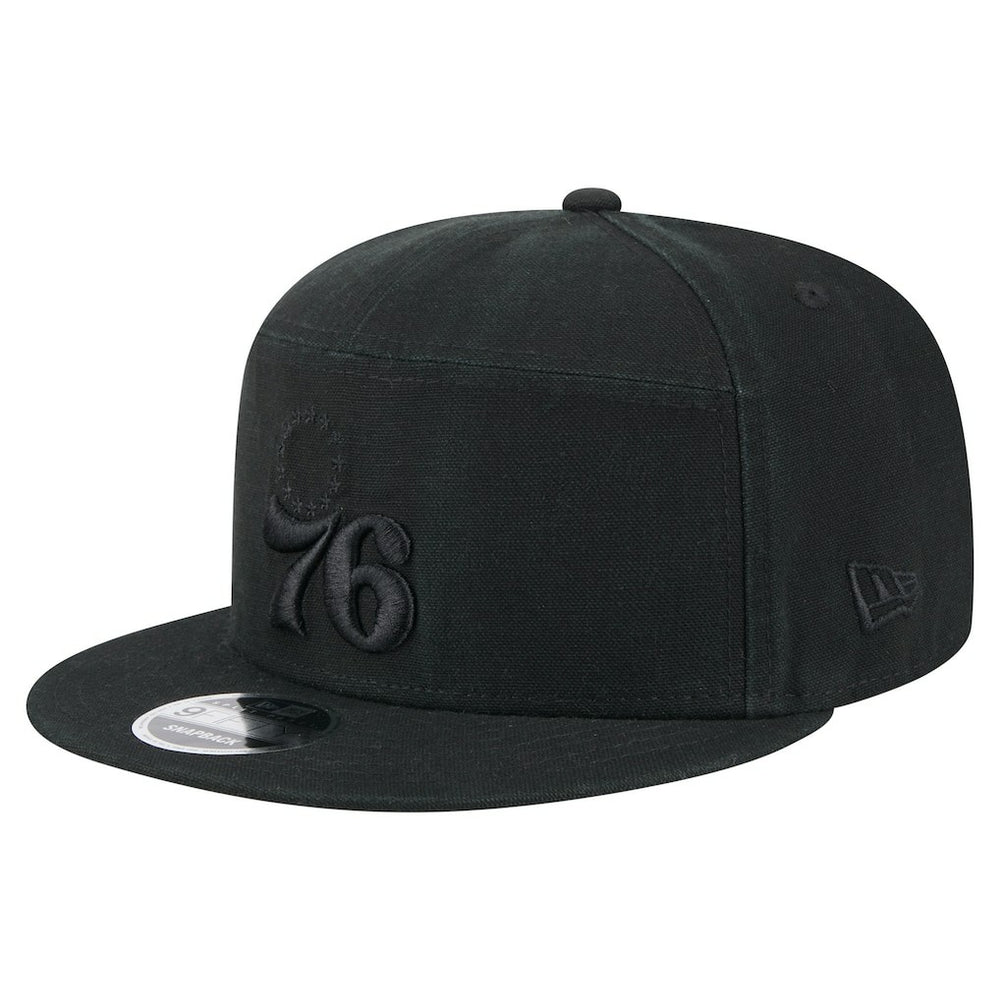 Philadelphia 76ers Adventure Canvas Split Panel 9FIFTY Snapback Hat - Black | New Era shop