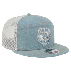 Boston Celtics Adventure Denim Split Panel 9FIFTY Snapback Trucker Hat | New Era discount