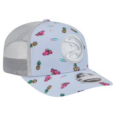 Atlanta Hawks Adventure Aloha Pattern 9SEVENTY Stretch-Snap Hat - Light Blue/Gray | New Era shop